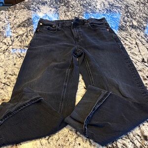 AEO Stovepipe Cuffed Hem Charcoal Jeans